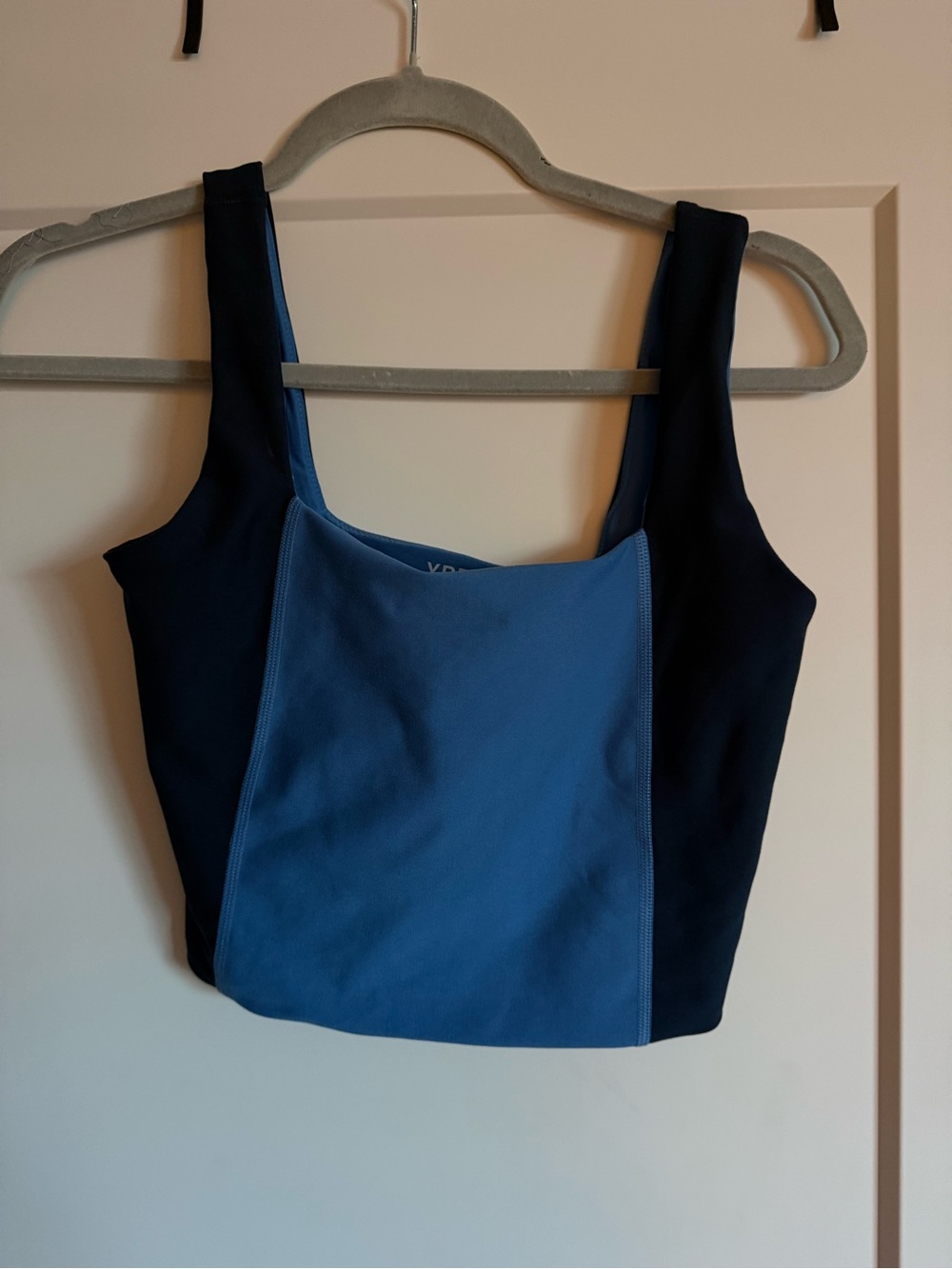 Abercrombie YPB Blue Two-Tone Square Neck Crop Tank Top